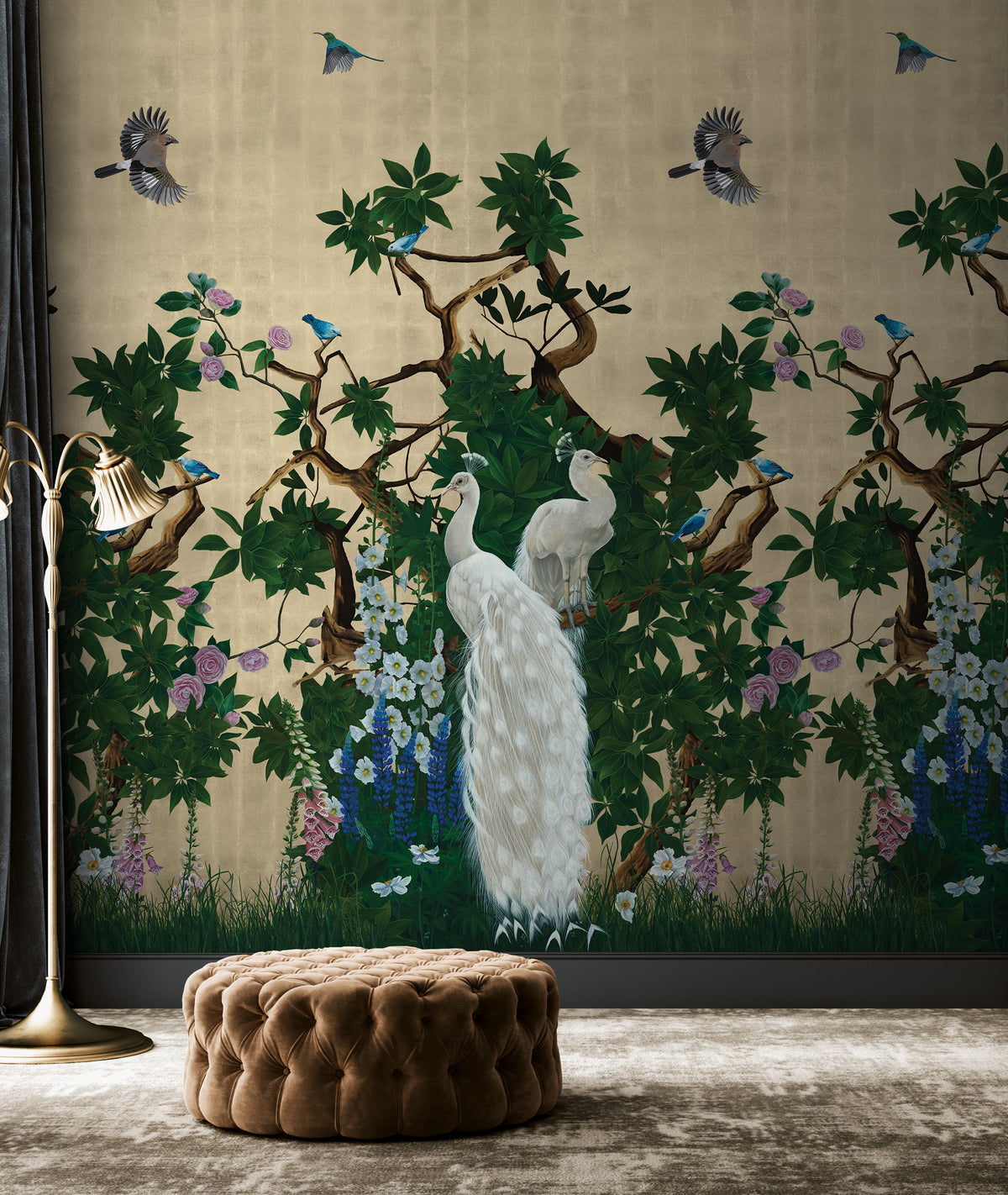 Vera's Garden - Peacock Wallpaper - Tuscan