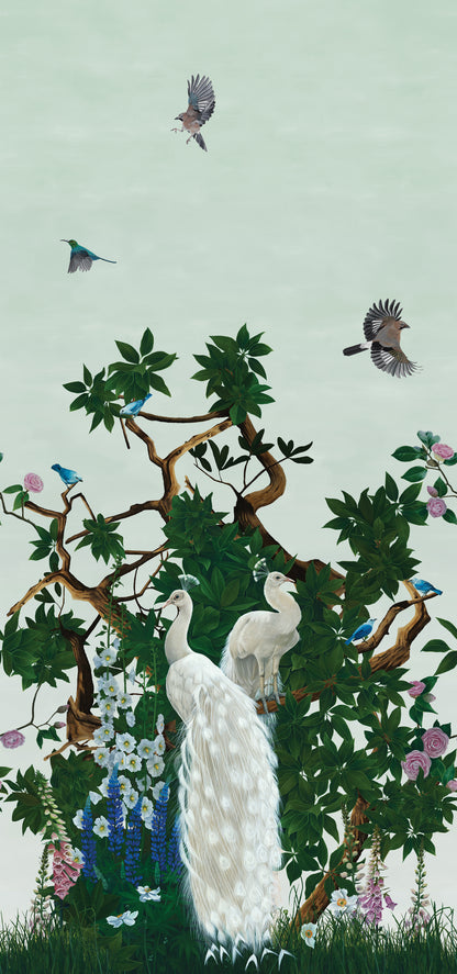 Vera's Garden - Peacock Wallpaper - Jade