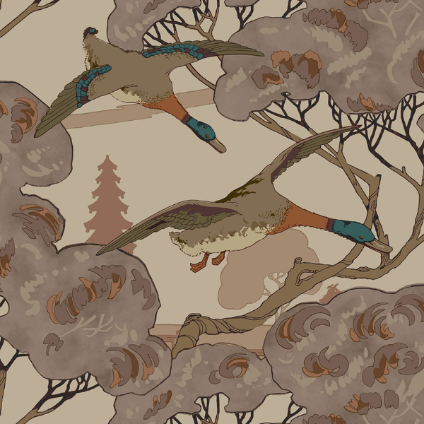 Sample - Grand Flying Ducks Wallpaper - Plum