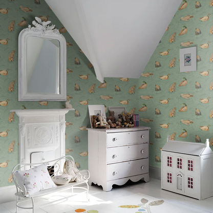Duck Pond Wallpaper by Mulberry Home - Teal