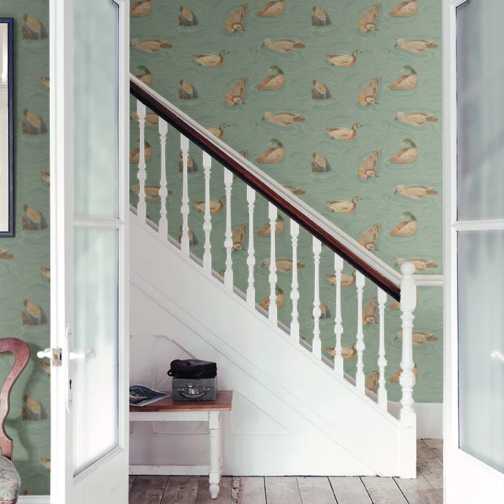 Duck Pond Wallpaper by Mulberry Home - Teal