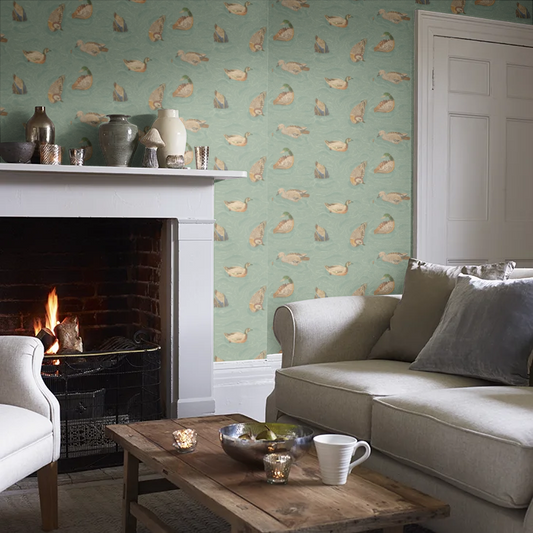 Duck Pond Wallpaper by Mulberry Home - Teal