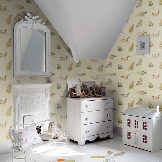 Duck Pond Wallpaper by Mulberry Home - Emerald/Stone