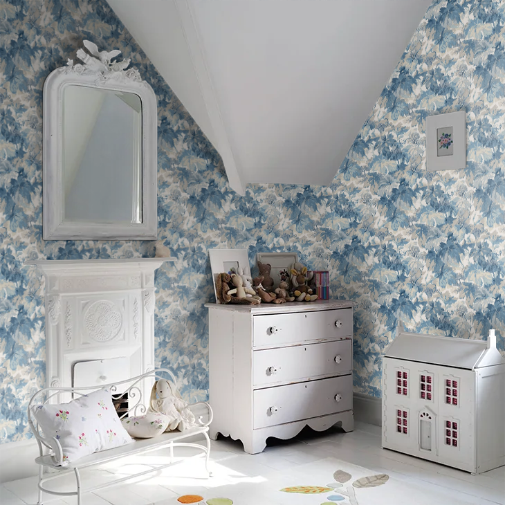 Country Walk Wallpaper by Mulberry Home - Blue