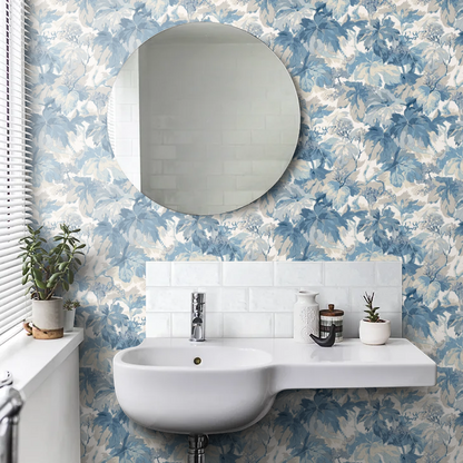 Country Walk Wallpaper by Mulberry Home - Blue