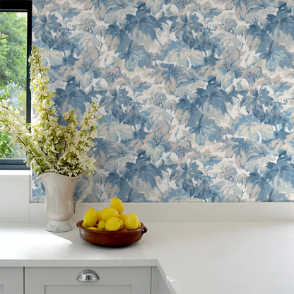 Country Walk Wallpaper by Mulberry Home - Blue