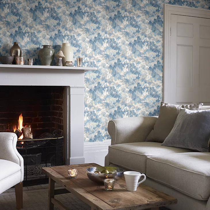Country Walk Wallpaper by Mulberry Home - Blue