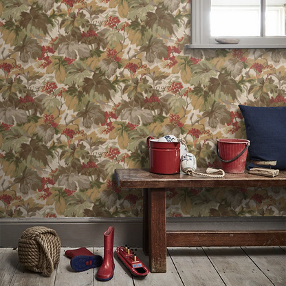 Country Walk Wallpaper by Mulberry Home - Red/Green