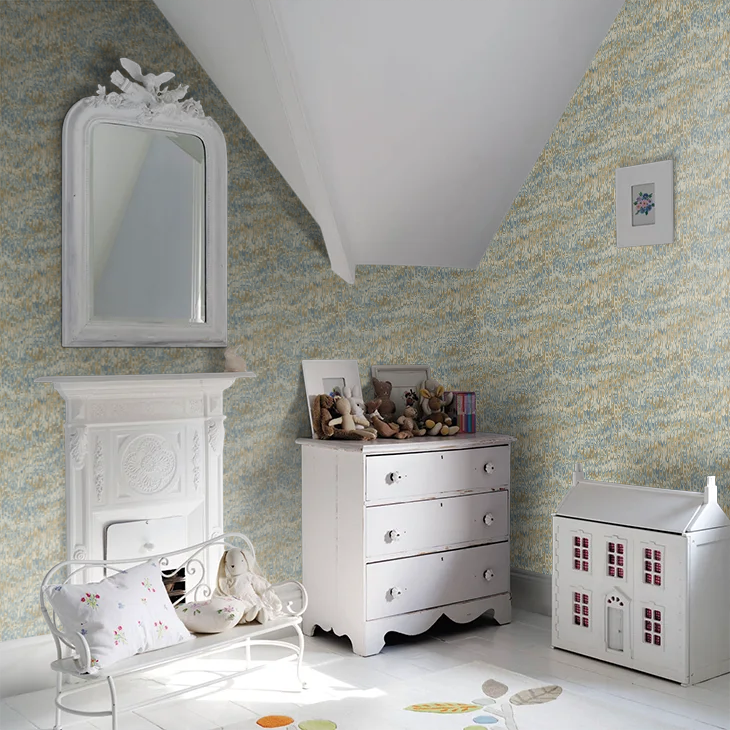 End Paper by Mulberry Home Wallpaper - Blue/Sand