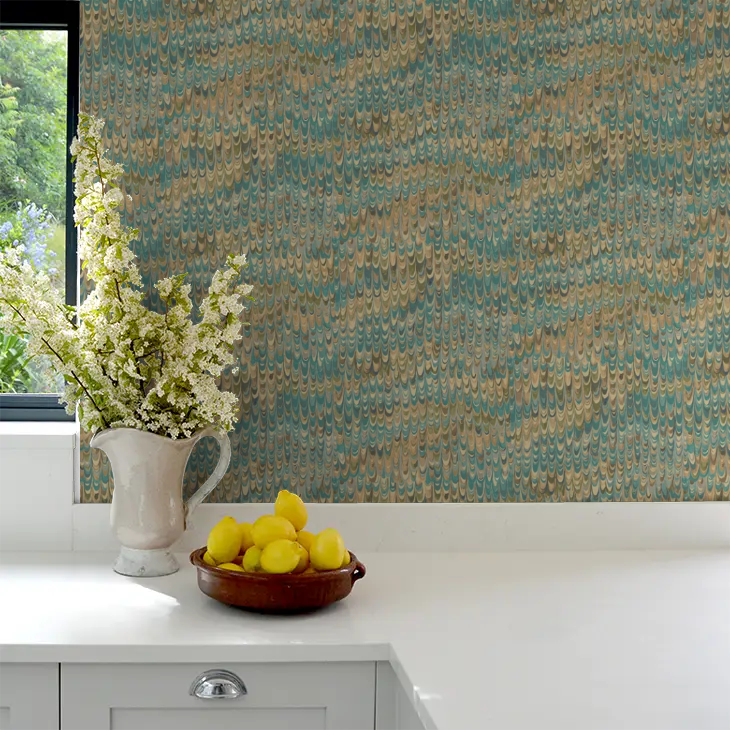 End Paper by Mulberry Home Wallpaper - Teal