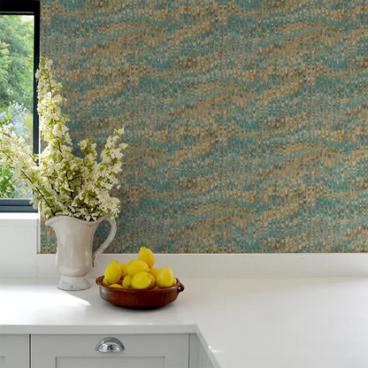 End Paper by Mulberry Home Wallpaper - Teal