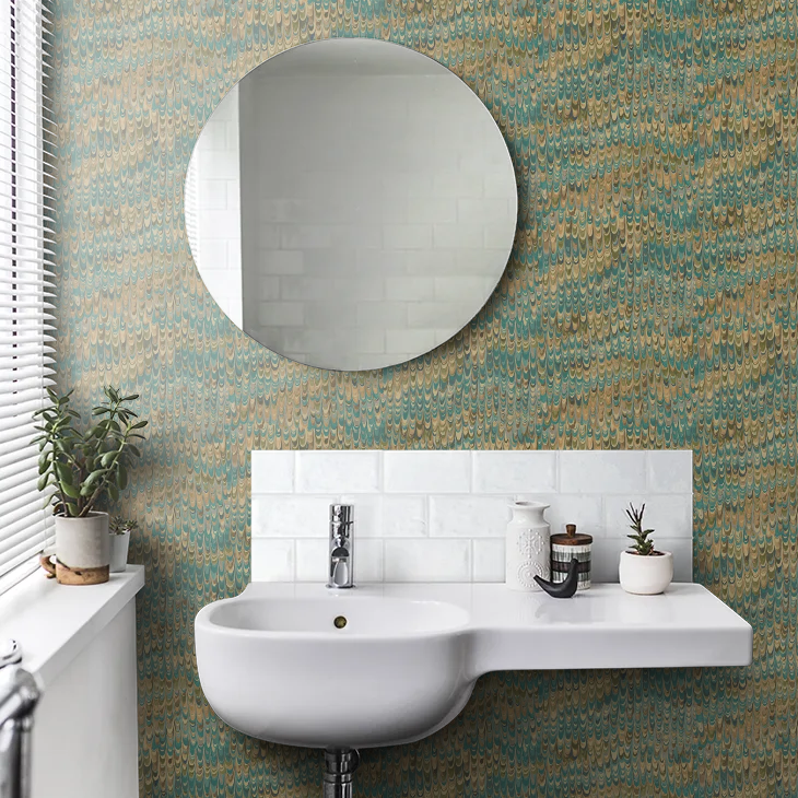 End Paper by Mulberry Home Wallpaper - Teal