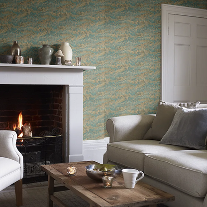 End Paper by Mulberry Home Wallpaper - Teal