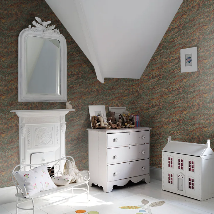 End Paper by Mulberry Home Wallpaper - Red/Green