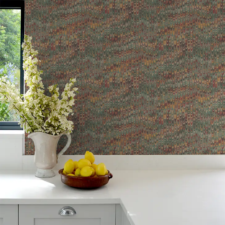 End Paper by Mulberry Home Wallpaper - Red/Green