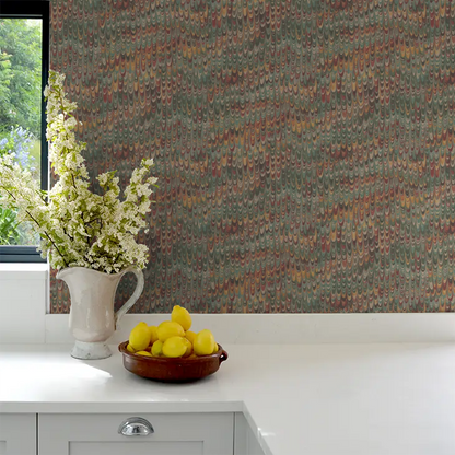 End Paper by Mulberry Home Wallpaper - Red/Green