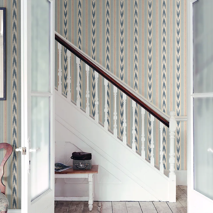 Newport Stripe by Mulberry Home Wallpaper - Blue/Red