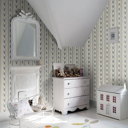 Newport Stripe by Mulberry Home Wallpaper - Blue/Red