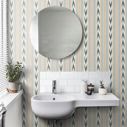 Newport Stripe by Mulberry Home Wallpaper - Blue/Red
