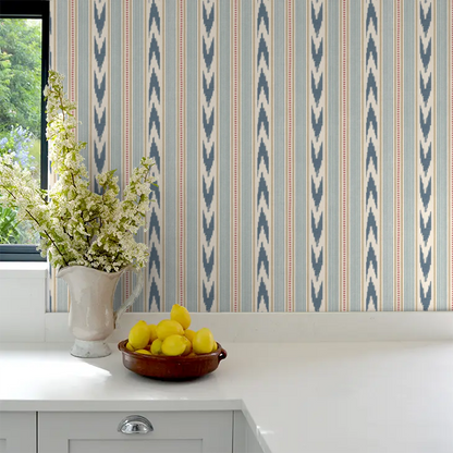 Newport Stripe by Mulberry Home Wallpaper - Blue/Red