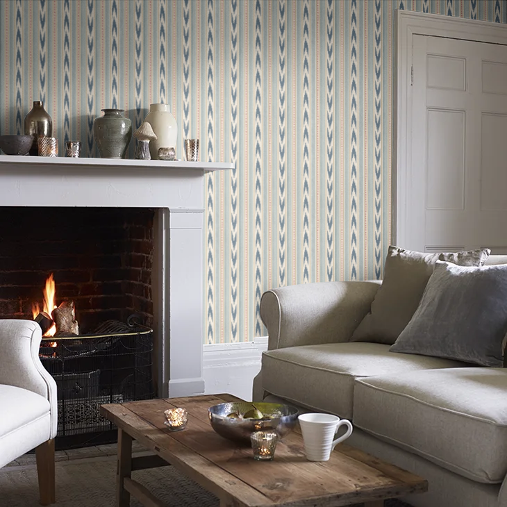 Newport Stripe by Mulberry Home Wallpaper - Blue/Red