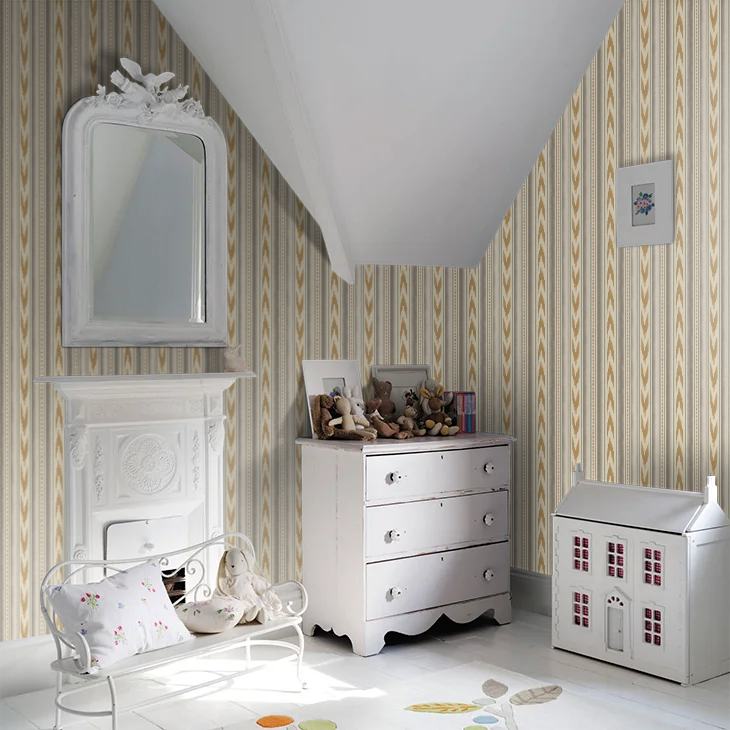 Newport Stripe by Mulberry Home Wallpaper - Blue/Sand