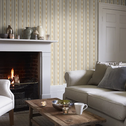 Newport Stripe by Mulberry Home Wallpaper - Blue/Sand