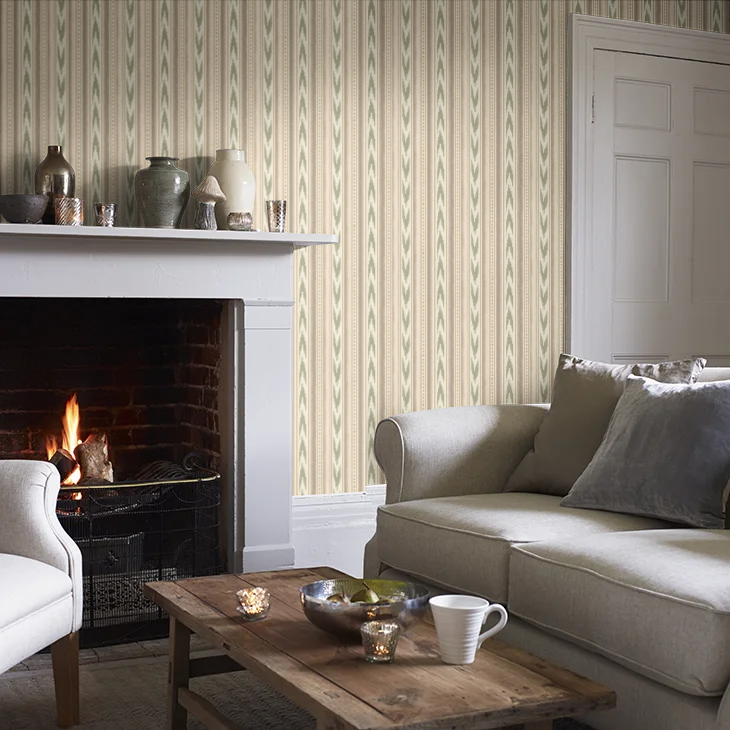 Newport Stripe by Mulberry Home Wallpaper - Lovat