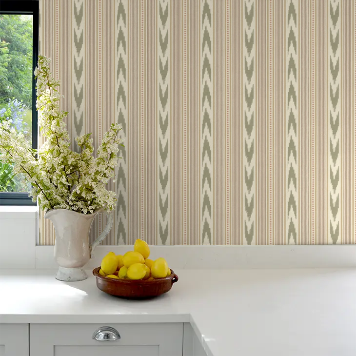 Newport Stripe by Mulberry Home Wallpaper - Lovat