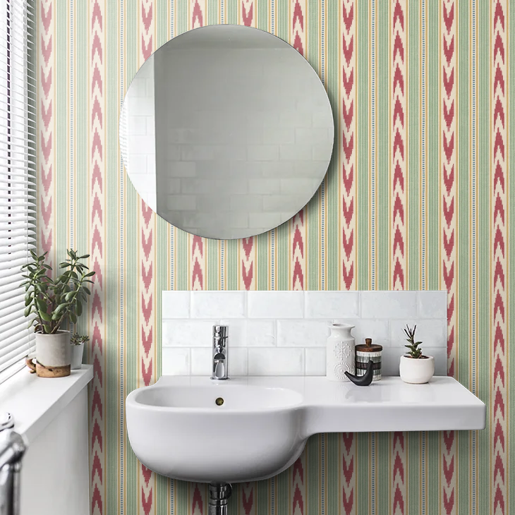 Newport Stripe by Mulberry Home Wallpaper - Red/Green
