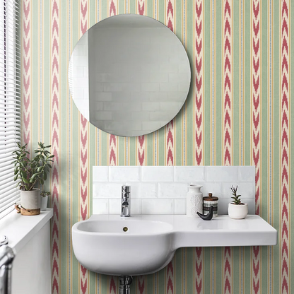 Newport Stripe by Mulberry Home Wallpaper - Red/Green