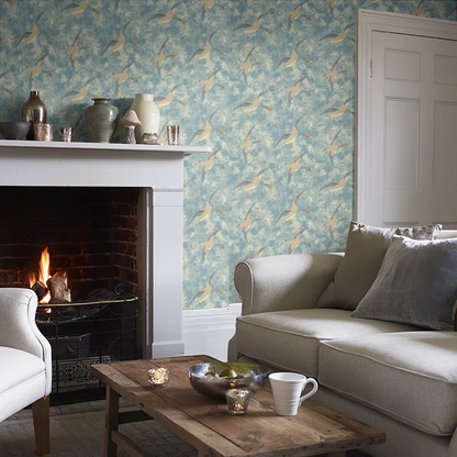 Forest Ducks by Mulberry Home Wallpaper - Blue