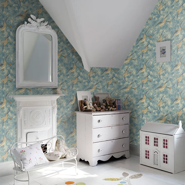 Forest Ducks by Mulberry Home Wallpaper - Blue