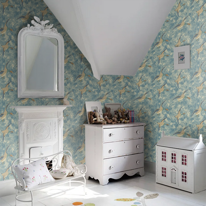 Forest Ducks by Mulberry Home Wallpaper - Blue