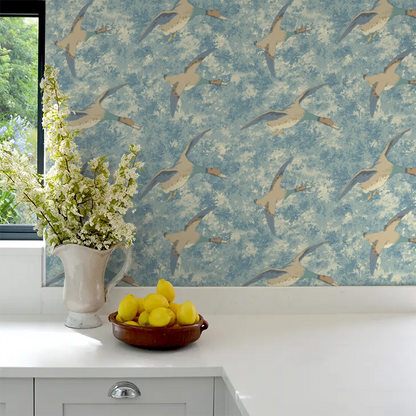 Forest Ducks by Mulberry Home Wallpaper - Blue