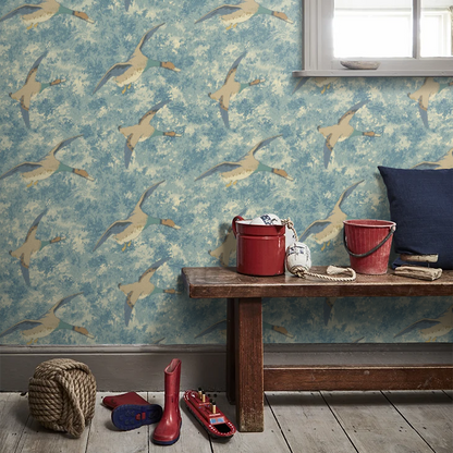 Forest Ducks by Mulberry Home Wallpaper - Blue