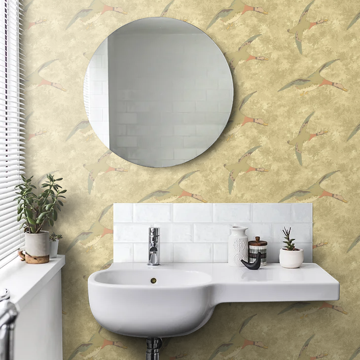 Forest Ducks by Mulberry Home Wallpaper - Parchment