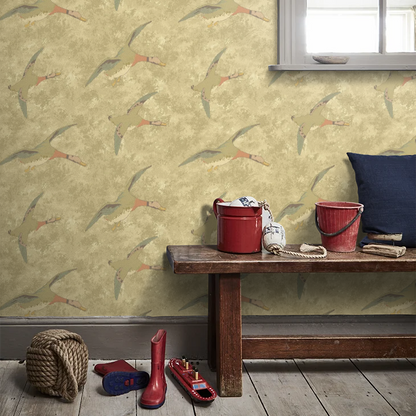 Forest Ducks by Mulberry Home Wallpaper - Parchment