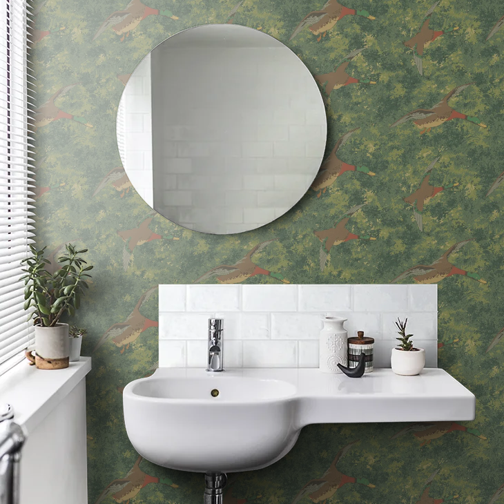 Forest Ducks by Mulberry Home Wallpaper - Emerald