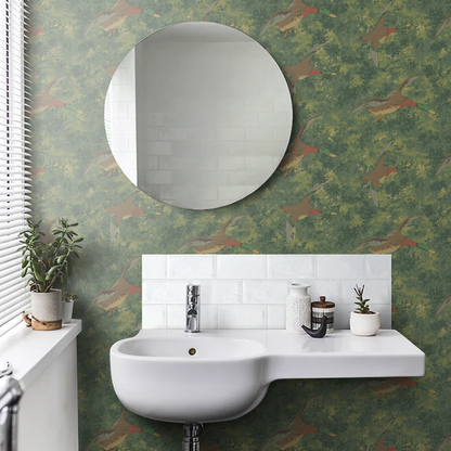 Forest Ducks by Mulberry Home Wallpaper - Emerald