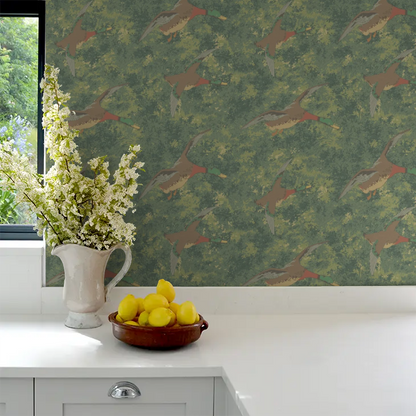 Forest Ducks by Mulberry Home Wallpaper - Emerald