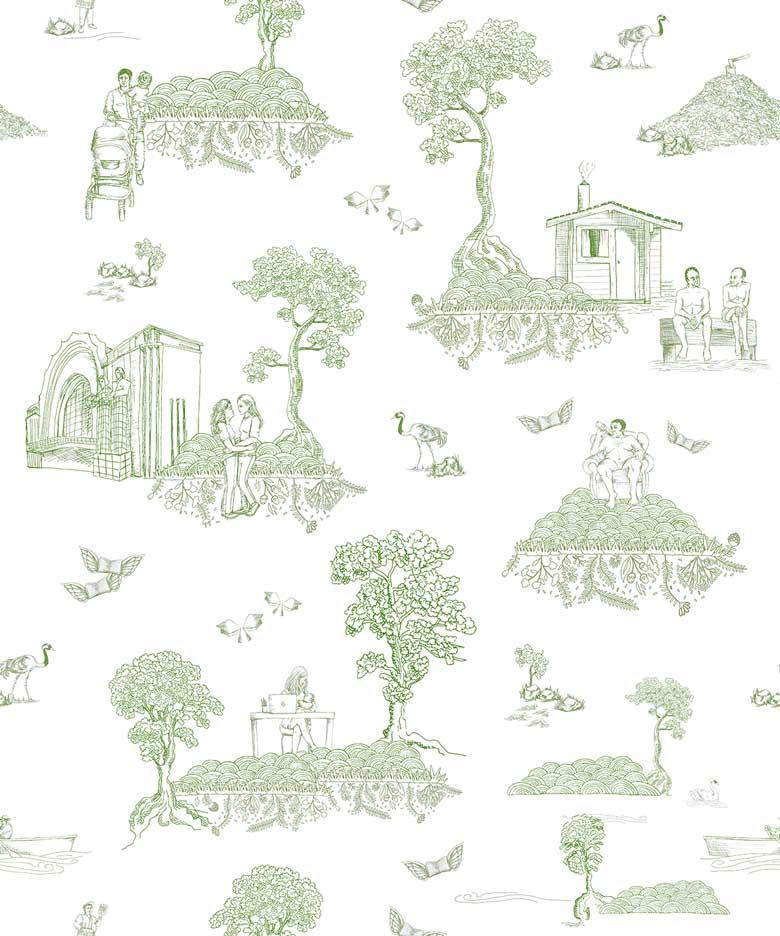 Finland Toile - Scandinavian Wallpaper - Green