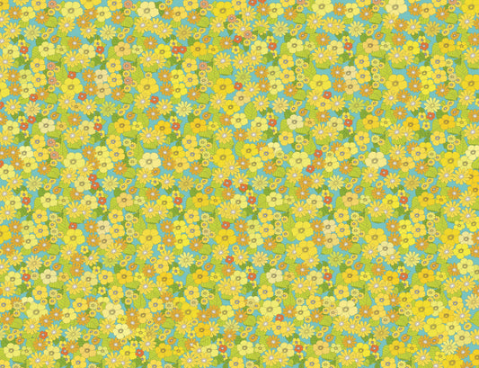 Sample - Flower Power Custom Sized Wallpaper Mural (per m2) - Yellow