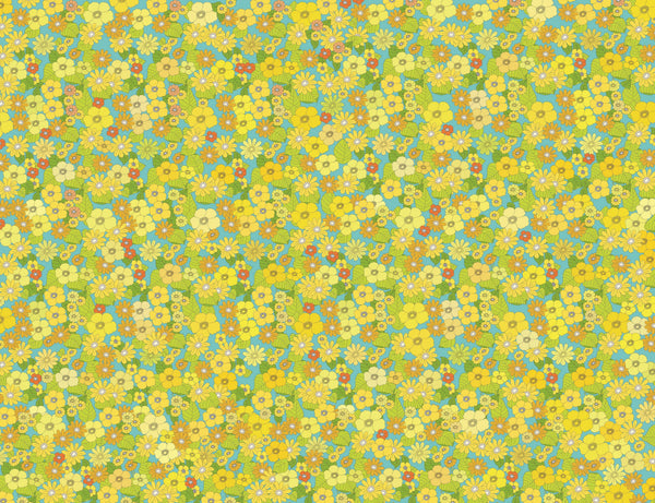 Sample - Flower Power Custom Sized Wallpaper Mural (per m2) - Yellow