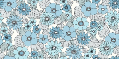 Flower Power Custom Sized Wallpaper Mural (per m2) - Blue