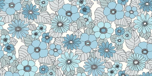 Flower Power Custom Sized Wallpaper Mural (per m2) - Blue