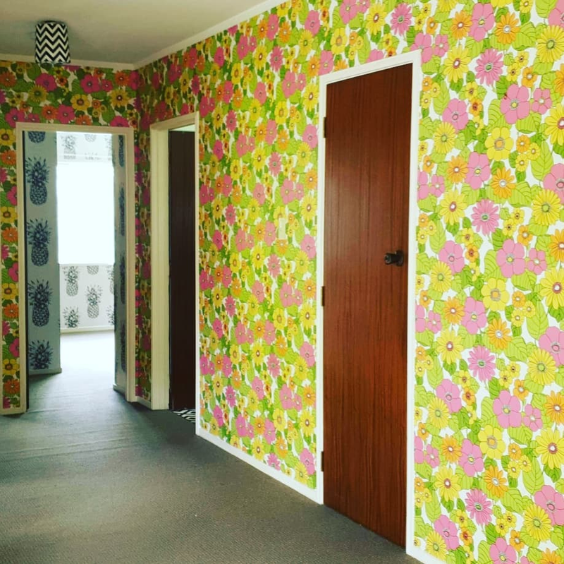 Flower Power Custom Sized Wallpaper Mural (per m2) - Pink