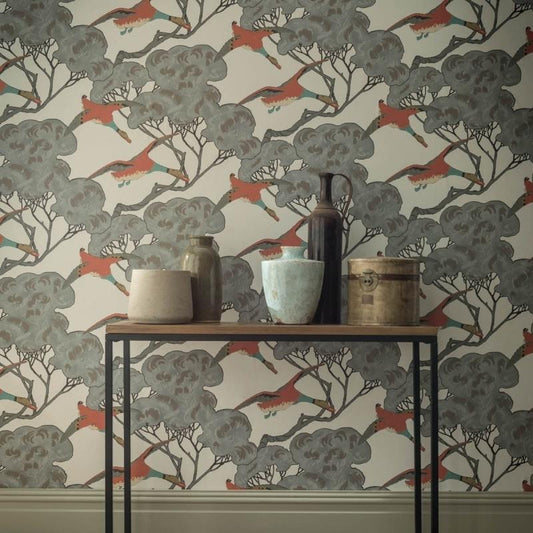 Grand Flying Ducks Wallpaper - Coral Clay