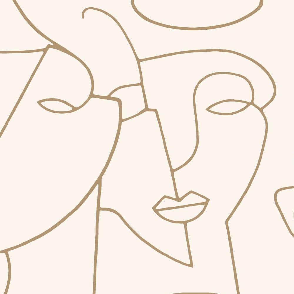 Portrait Lines Wallpaper - Beige
