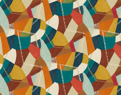 Abstract Geo Wallpaper - Rust and Peacock